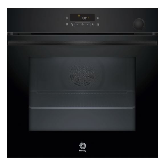 Horno con vapor pirolítico Balay 3HA5829N3, 71 litros, 8 funciones, Aqualisis, vapor añadido, AirFry, Raíles Flex, clase A+, 60 x 60 cm, cristal negro