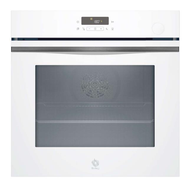 Horno con vapor Balay 3HA5129B3, 71 litros, 8 funciones, Aqualisis, vapor añadido, AirFry, AutoChef 15 recetas, Raíles Flex, clase A+, cristal blanco