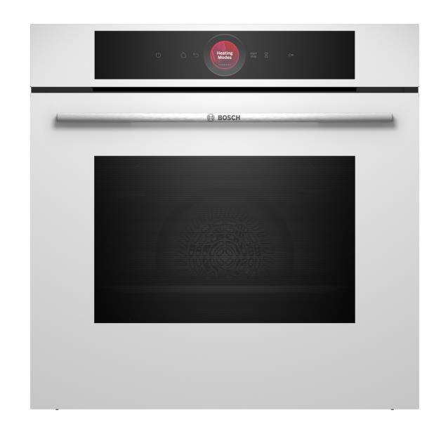 Horno pirolítico Bosch HBG7741W1, Serie 8, 71 litros, 14 funciones, limpieza con agua, AirFry, Home Connect, clase A+, TFT táctil, 60 x 60 cm, blanco