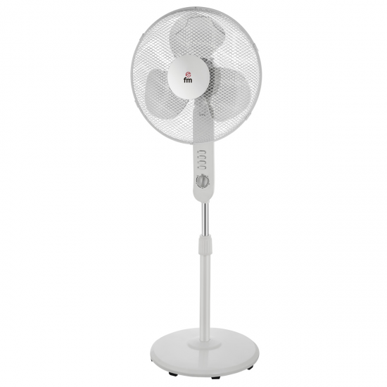 Ventilador de pie Fm P420, 40 cm, 3 aspas, 40W, temporizador, blanco