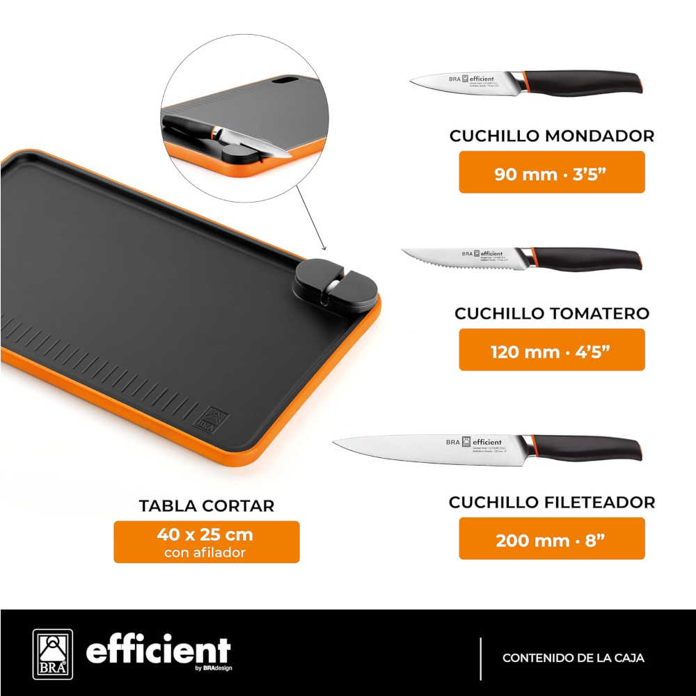 CUCHILLO BRA EFFICIENT SET 3 CUCHILLO TABLA CORTAR
