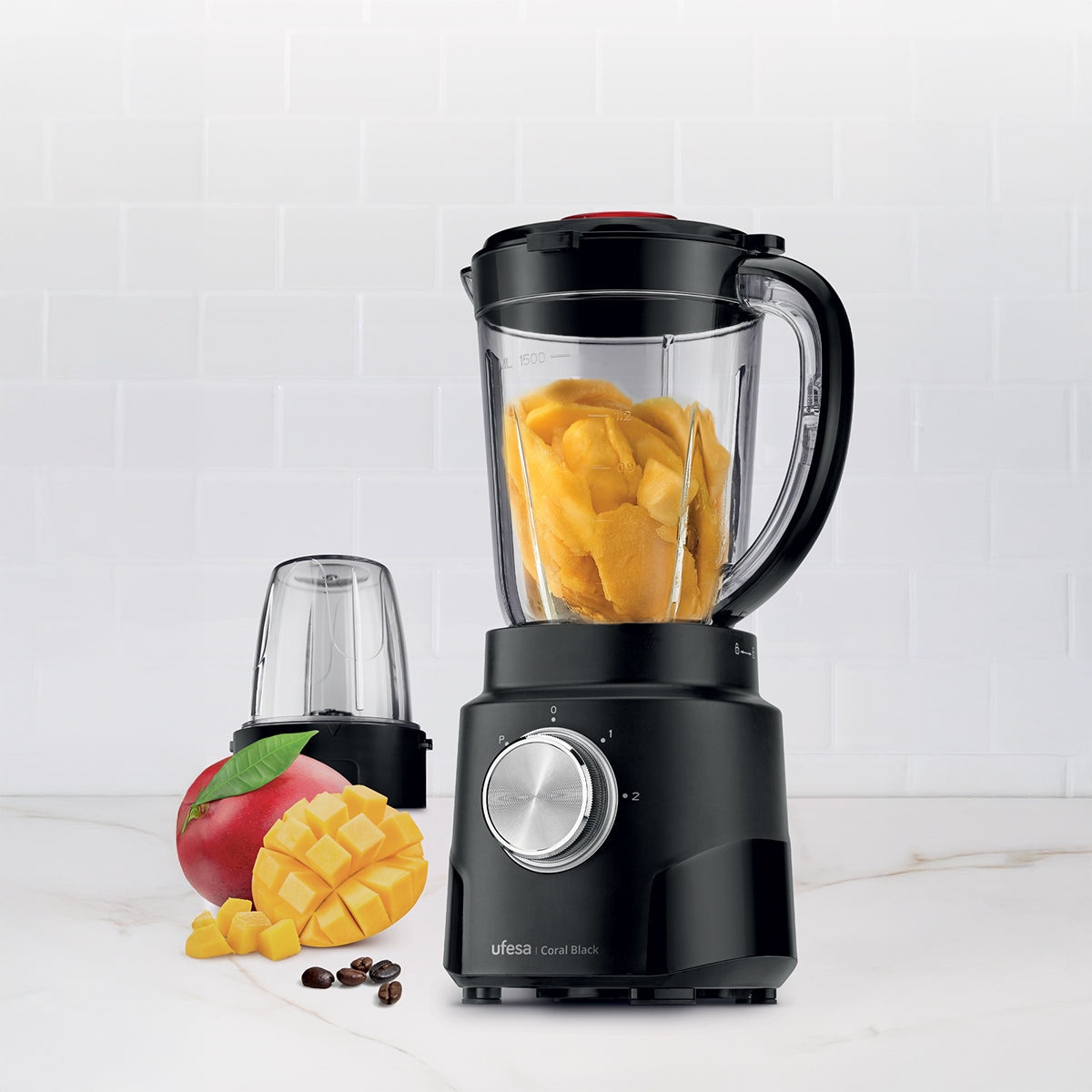 BATID. VASO UFESA CORAL BLACK 600W 1,5L +PICADORA