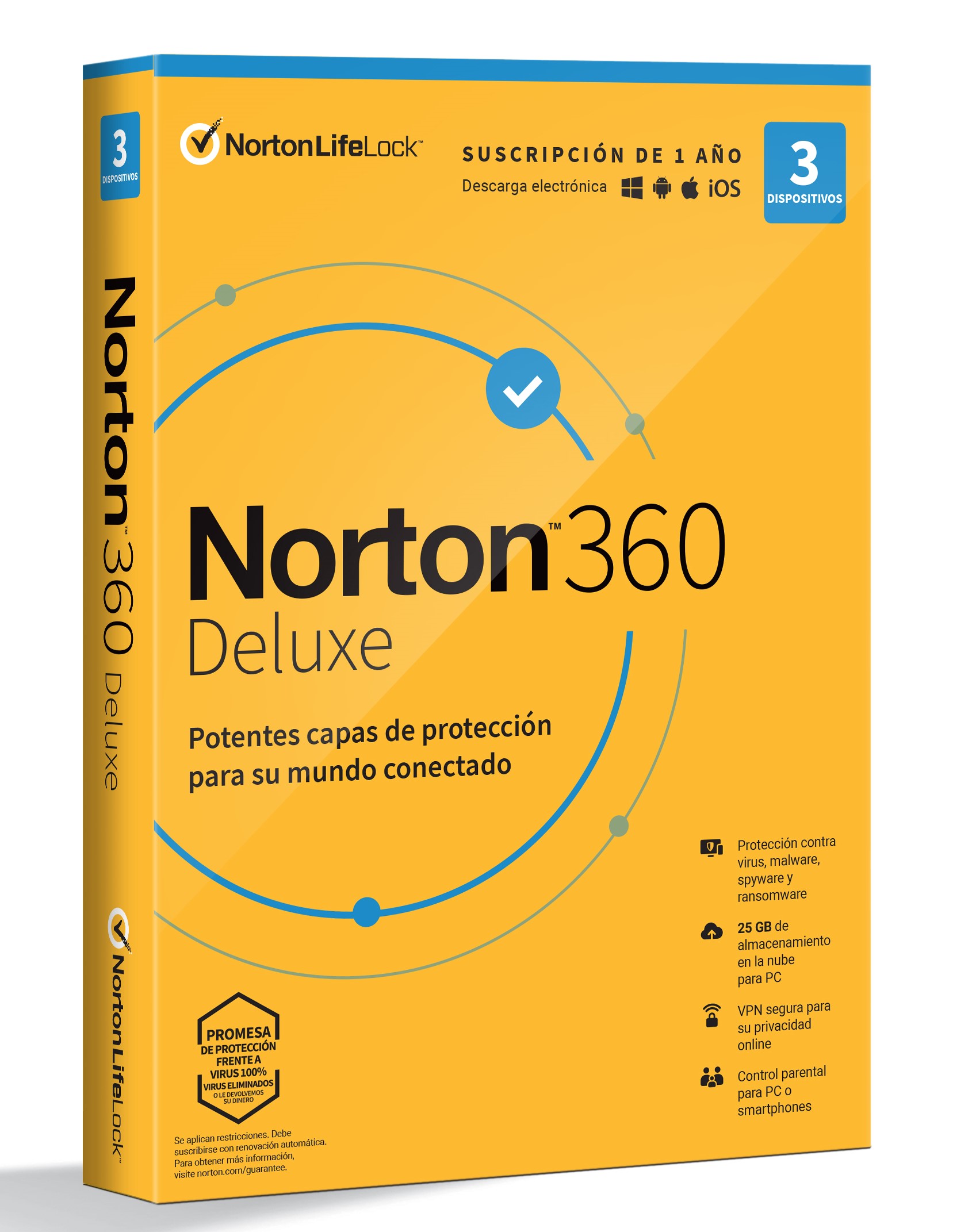 ANTIVIRUS NORTON 360 DELUXE 25GB 1 USUARIO 3 DISP