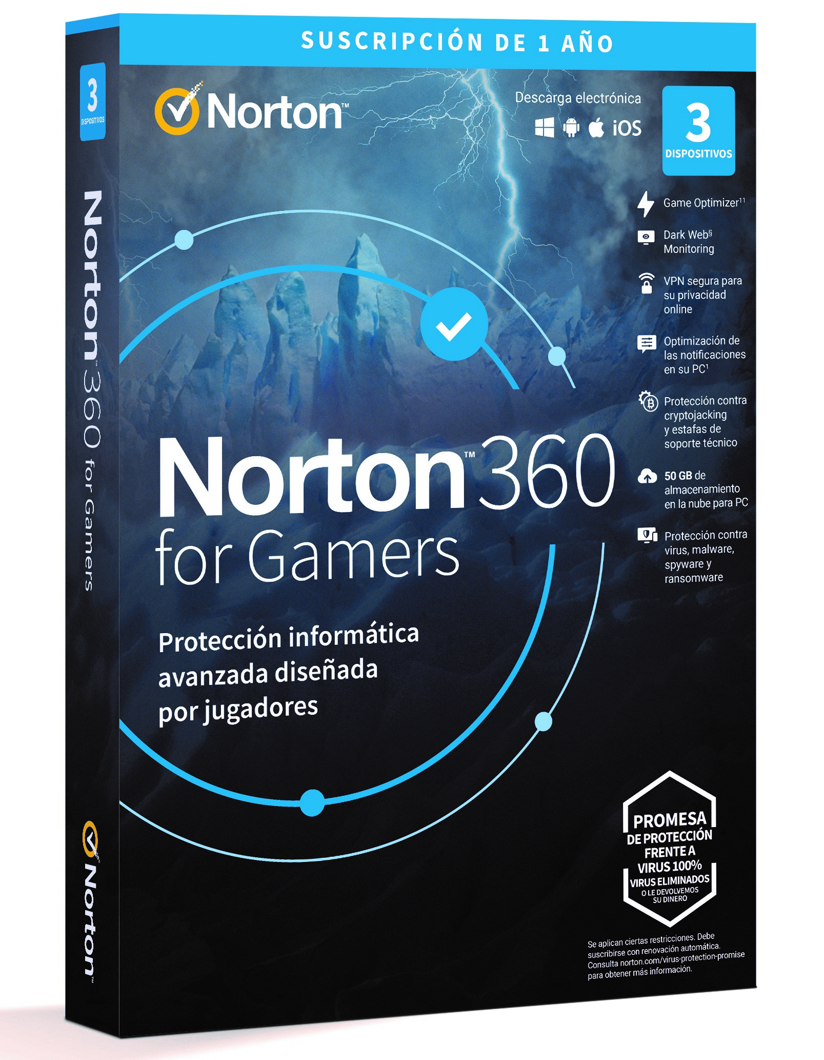 ANTIVIRUS NORTON 360 GAMERS 50GB 1 USUARIO 3 DISP