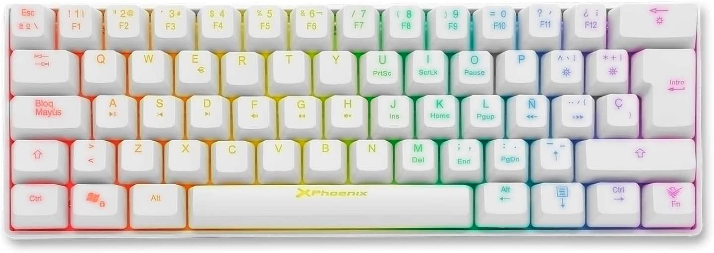 TECLADO PHOENIX MIRAGE RGB MECANICO GAMING BLANCO