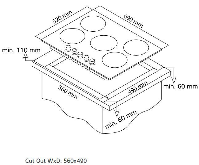 ENCIM. ARTICA AXG7050 5F INOX 70cm FORJA WOK