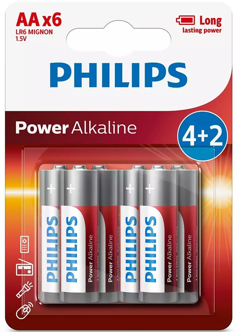 PILA PHILIPS POWER ALKALINE LR6P6B10 AA 1 BLISTER