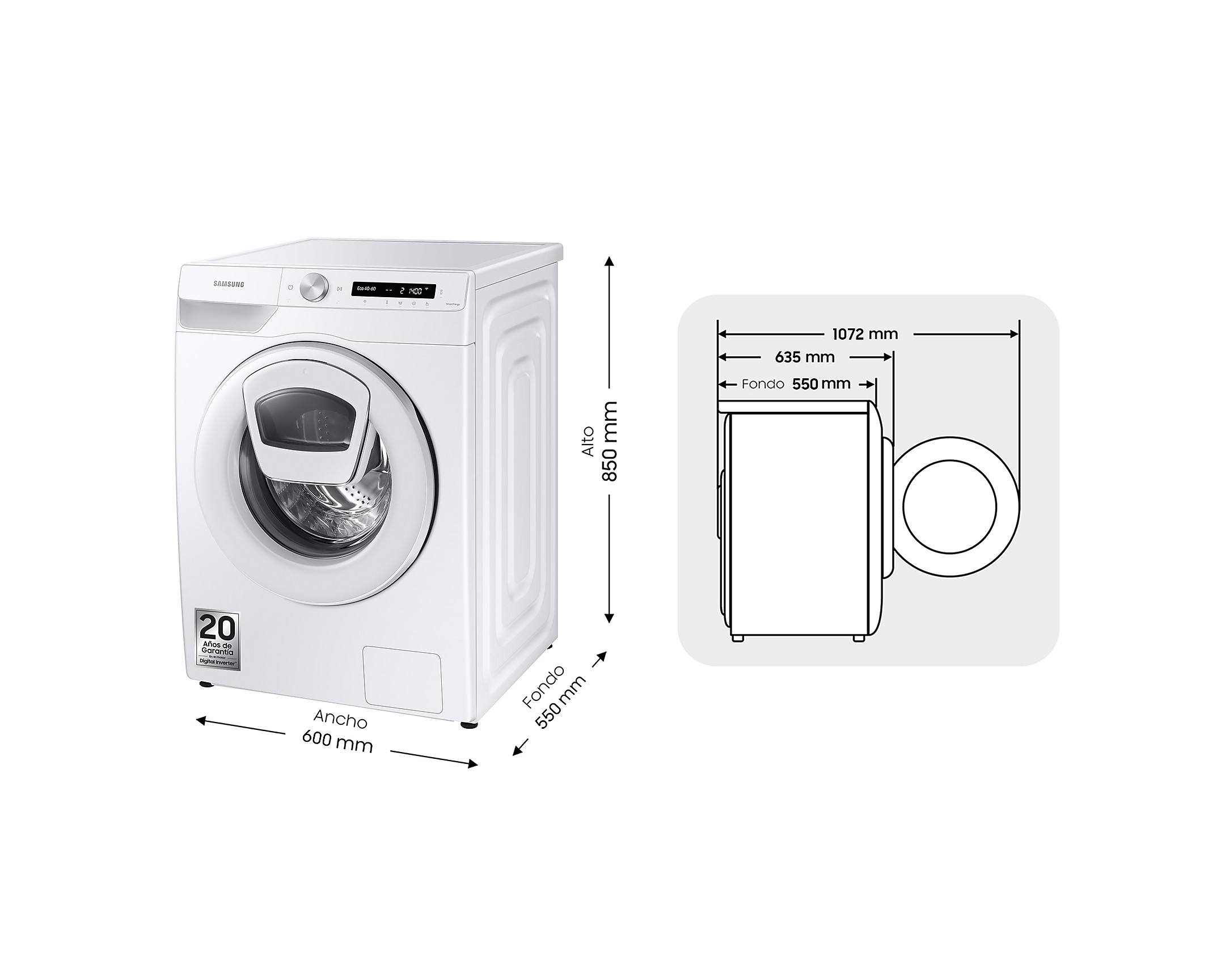 LVD. SAMSUNG WW80T554DTW 8K 1400R BCA AW