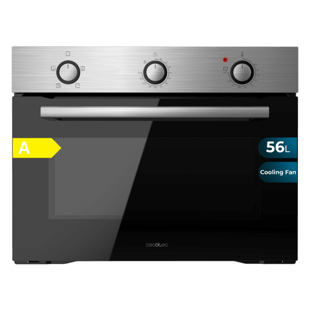 Horno compacto convencional Cecotec Bolero Hexa C134500 Inox A, 56 litros, 4 funciones, Steam Assist, Steam EasyClean, 3 cristales, clase A, inox