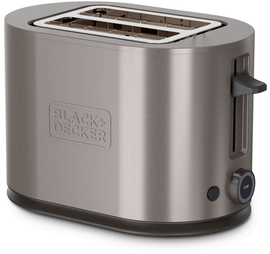 Tostador Black & Decker BXTO901E, 900W, 2 ranuras cortas, inox