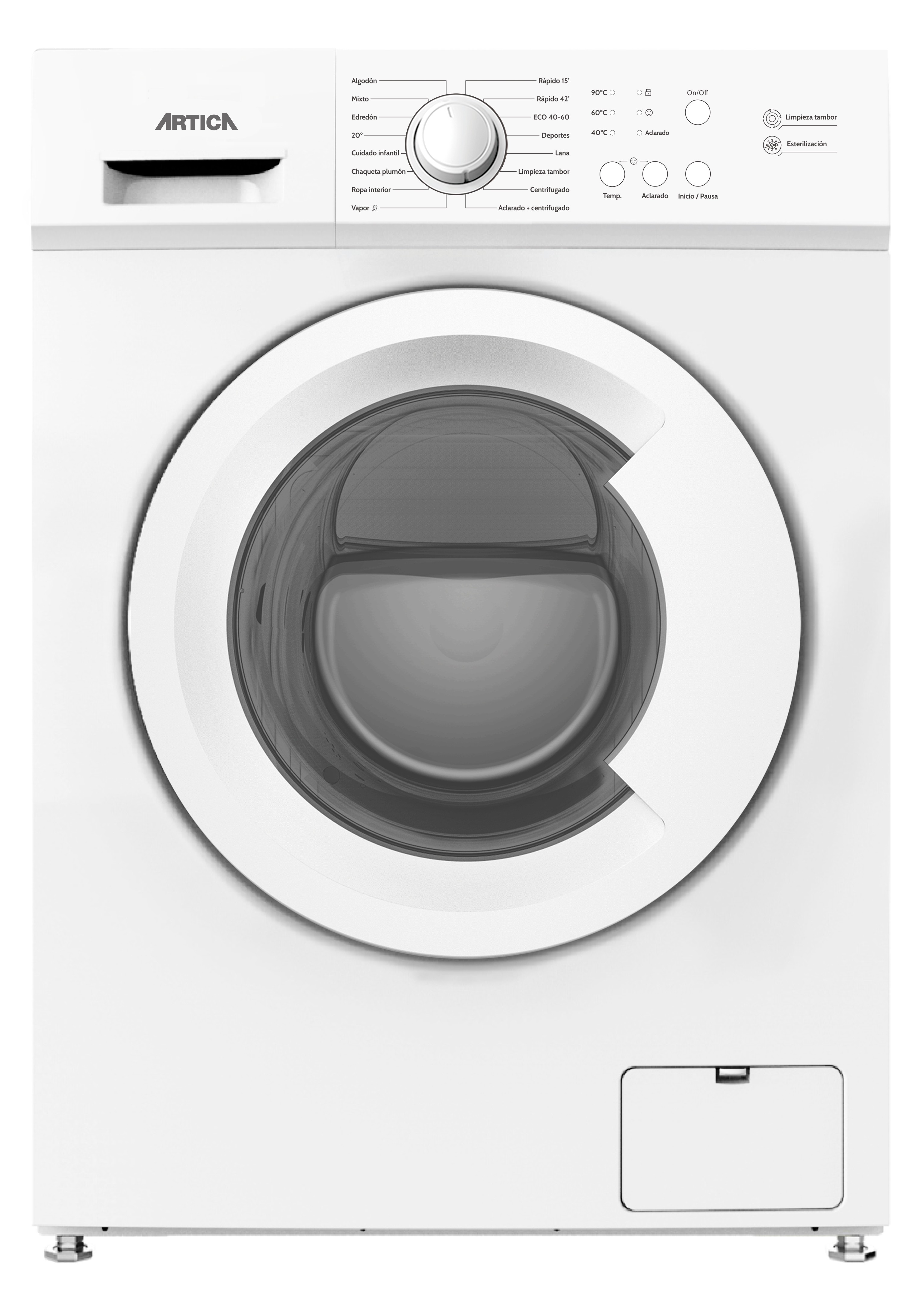 Lavadora Artica AL6K1011A, 6kg, 1000rpm, clase A-10%, 37kWh año, 76dB, Vapor, blanco