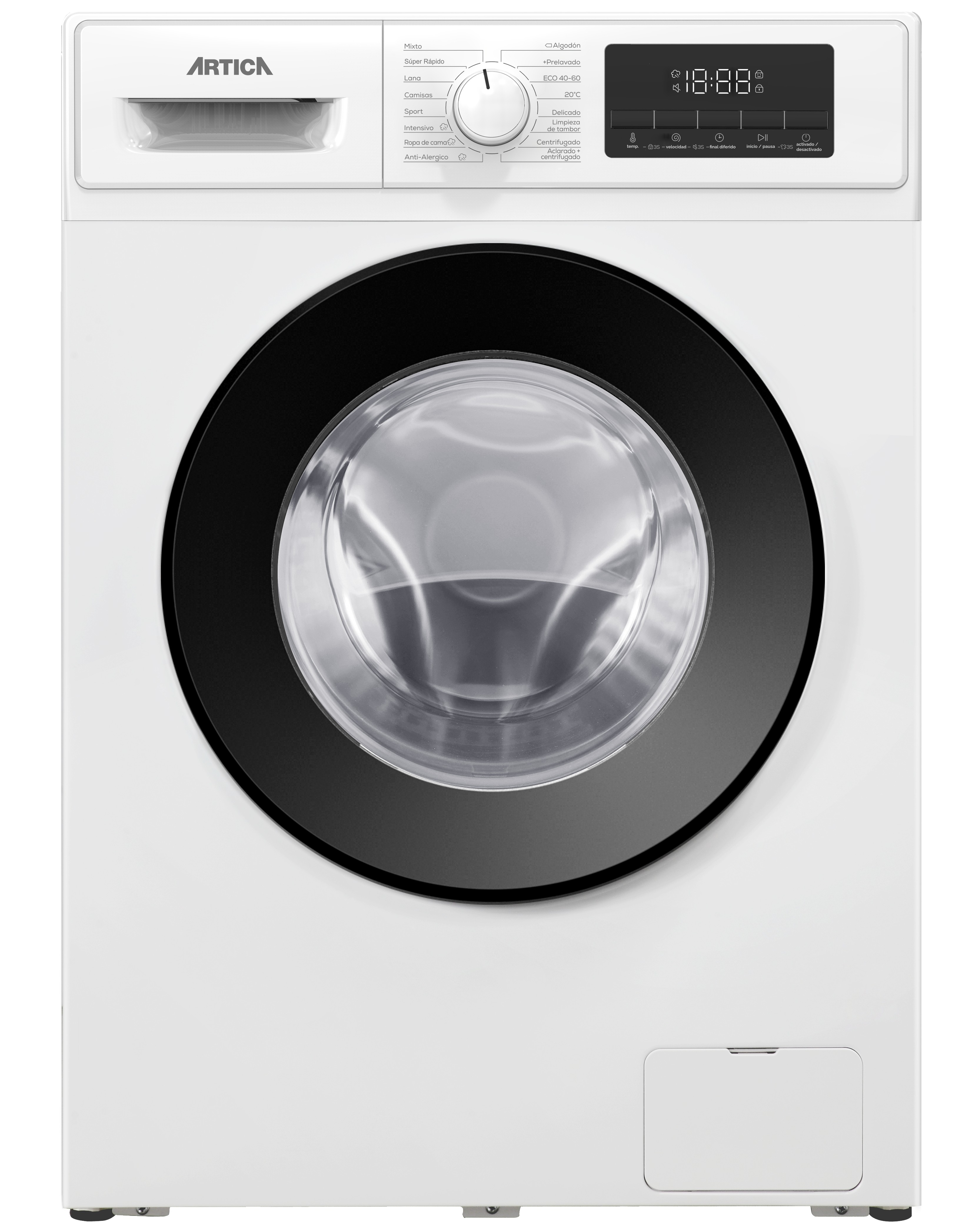 Lavadora Artica AL9K1430A, 9kg, 1400rpm, clase A-10%, 44 kWh año, 76dB, display LED, blanco