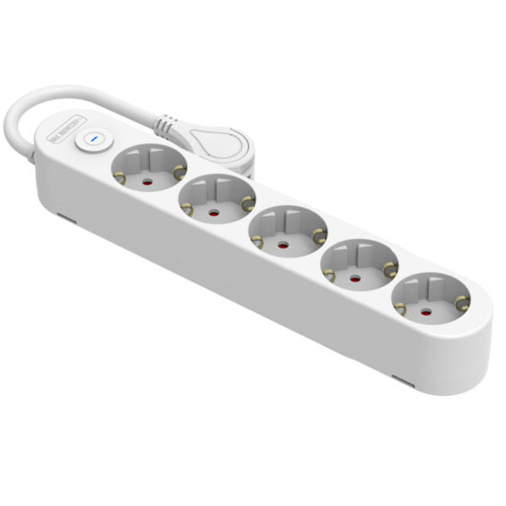 REGLETA SILVERSANZ 5 TOMAS BLANCA INTERRUPTOR 1.5M