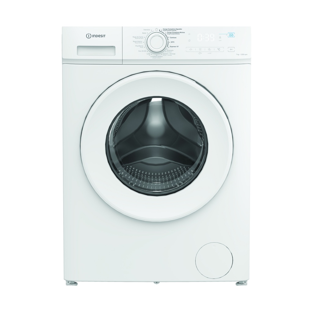 Lavadora Indesit IM A752 MY TIME SPT, 7kg, 1200rpm, clase B, 39 kWh año, 76dB, Vapor, 10 programas, Inverter, display, blanco