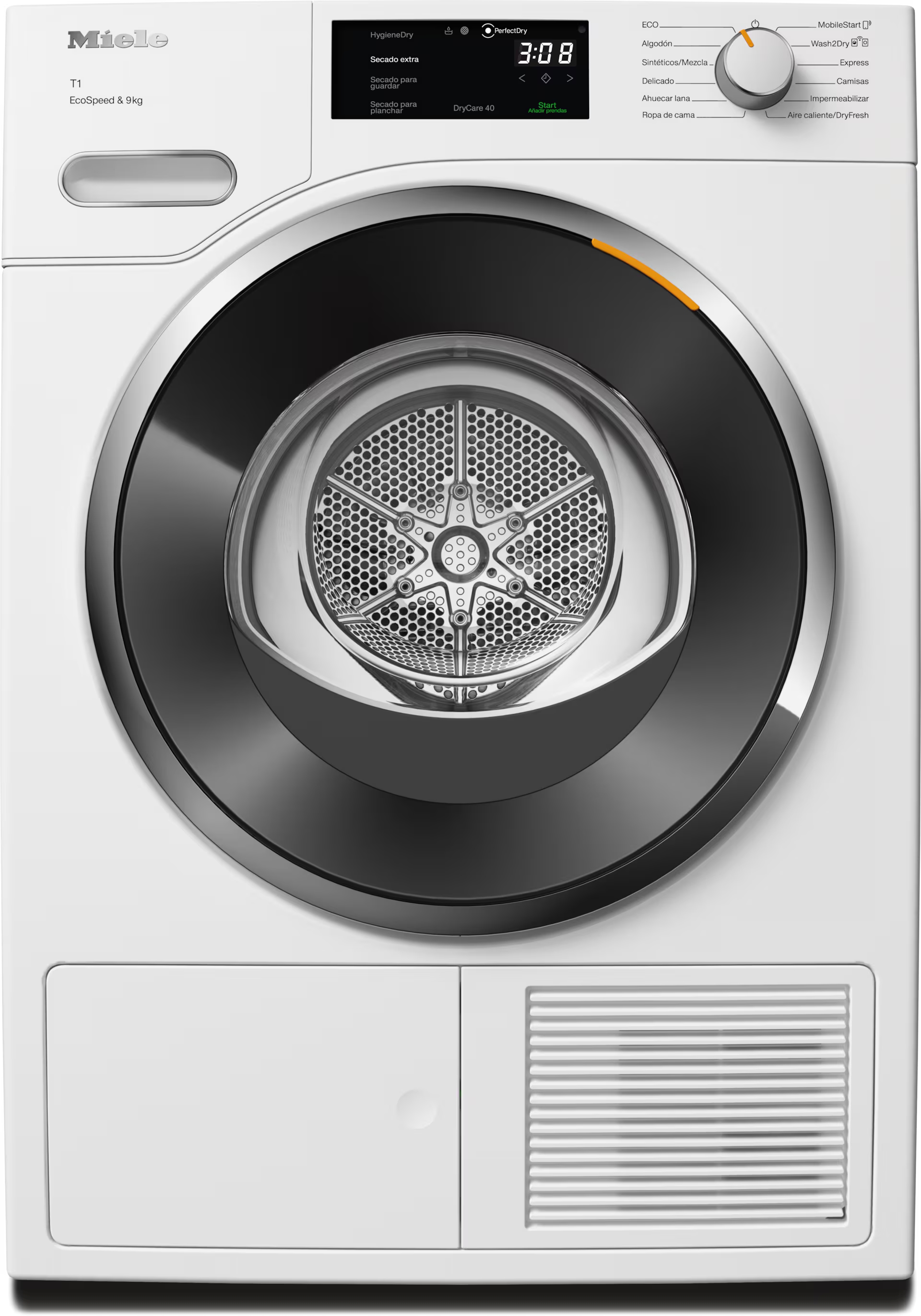 Secadora con bomba de calor Miele TWH780WP, 9 kg, clase C, 101 kWh/100 ciclos, 62 dB, DryProtect, Miele@home, blanco