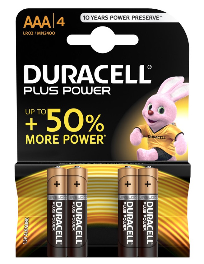 PILA DURACELL ALCALINA PLUS PBA AAA LR03 K4 1 BL