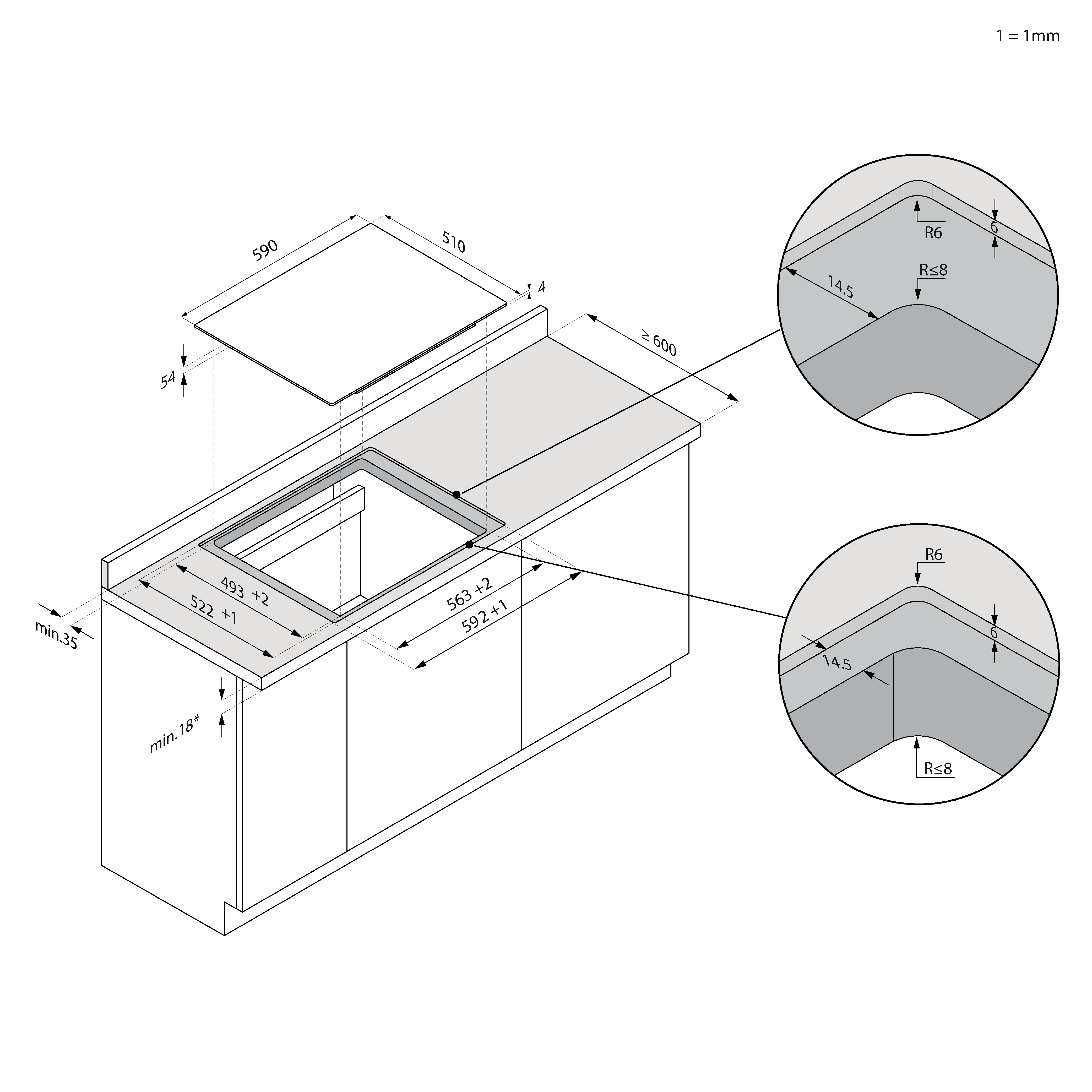 ENCIM. HOOVER HH63DCC 3F VITRO