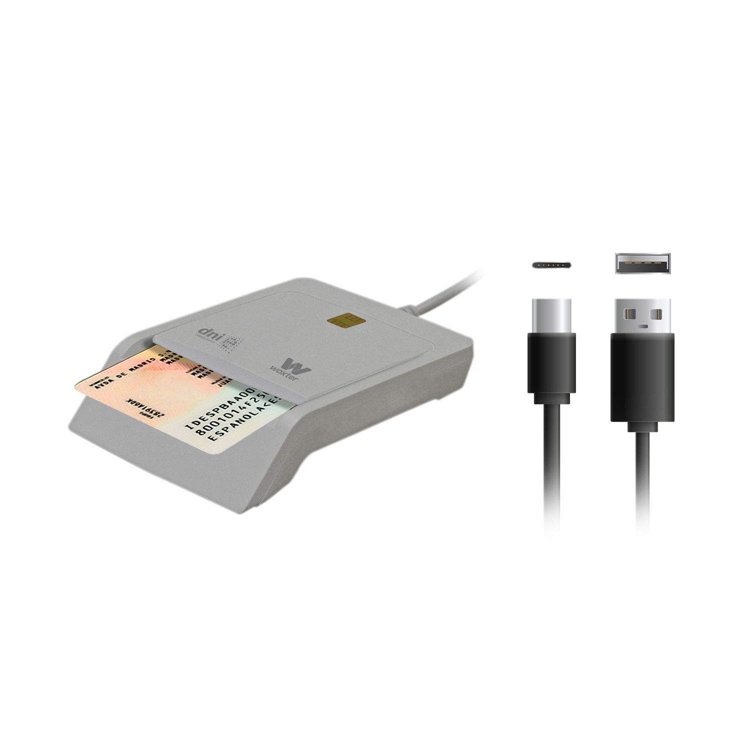 LECTOR DNI ELECTRONICO WOXTER USB C+ADAP. BLANCO