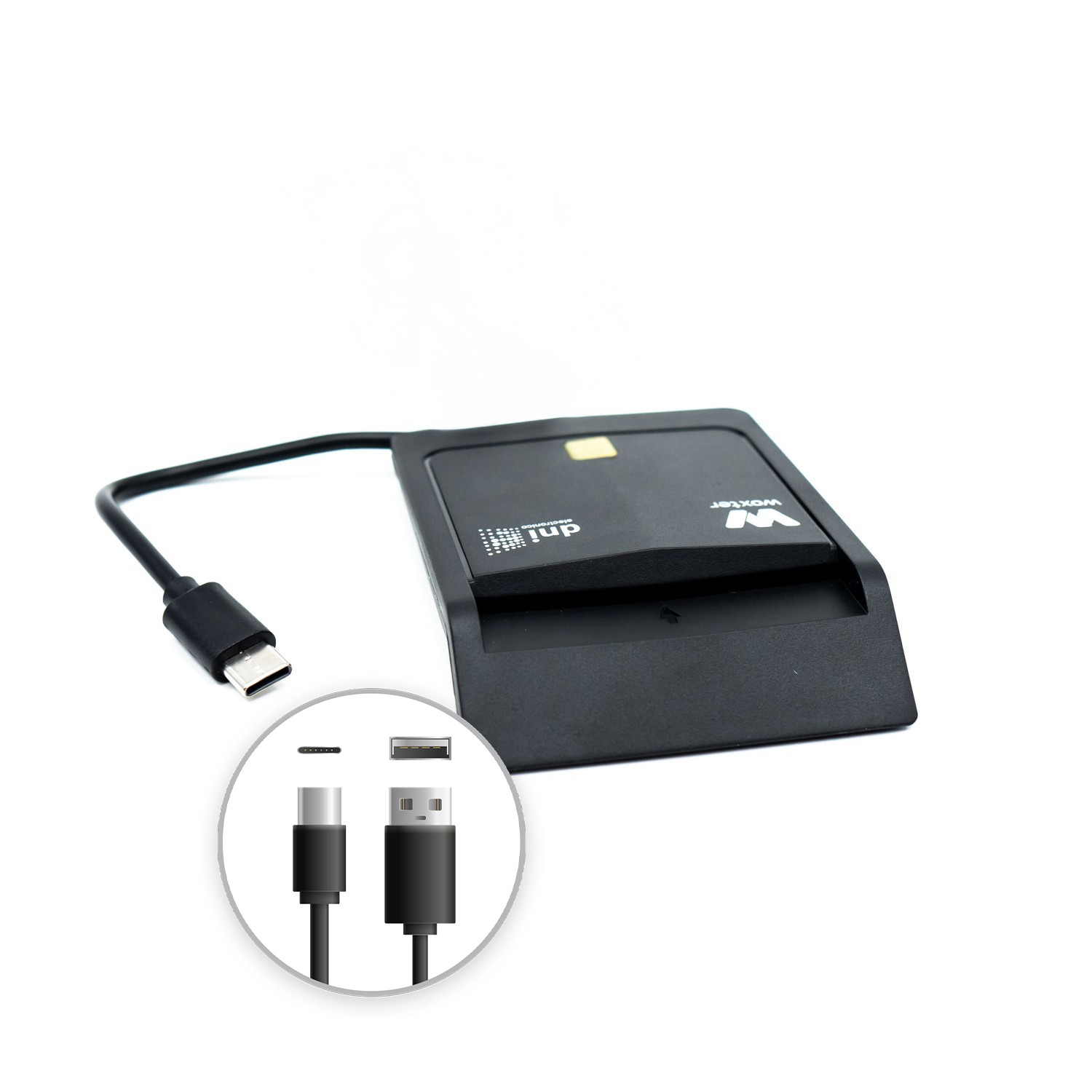 LECTOR DNI ELECTRONICO WOXTER USB-C+ADAP. NEGRO