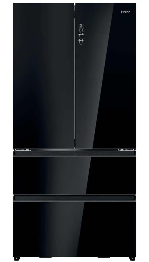 Frigorífico americano Haier HFR79F19DFGB, MultiDoor FD 90 Series 7, 190 x 90.5 x 74.8 cm, No Frost, clase D, 293 kWh año, 36dB, 703 litros, generador hielo, sin toma de agua, luz LED, display, negro