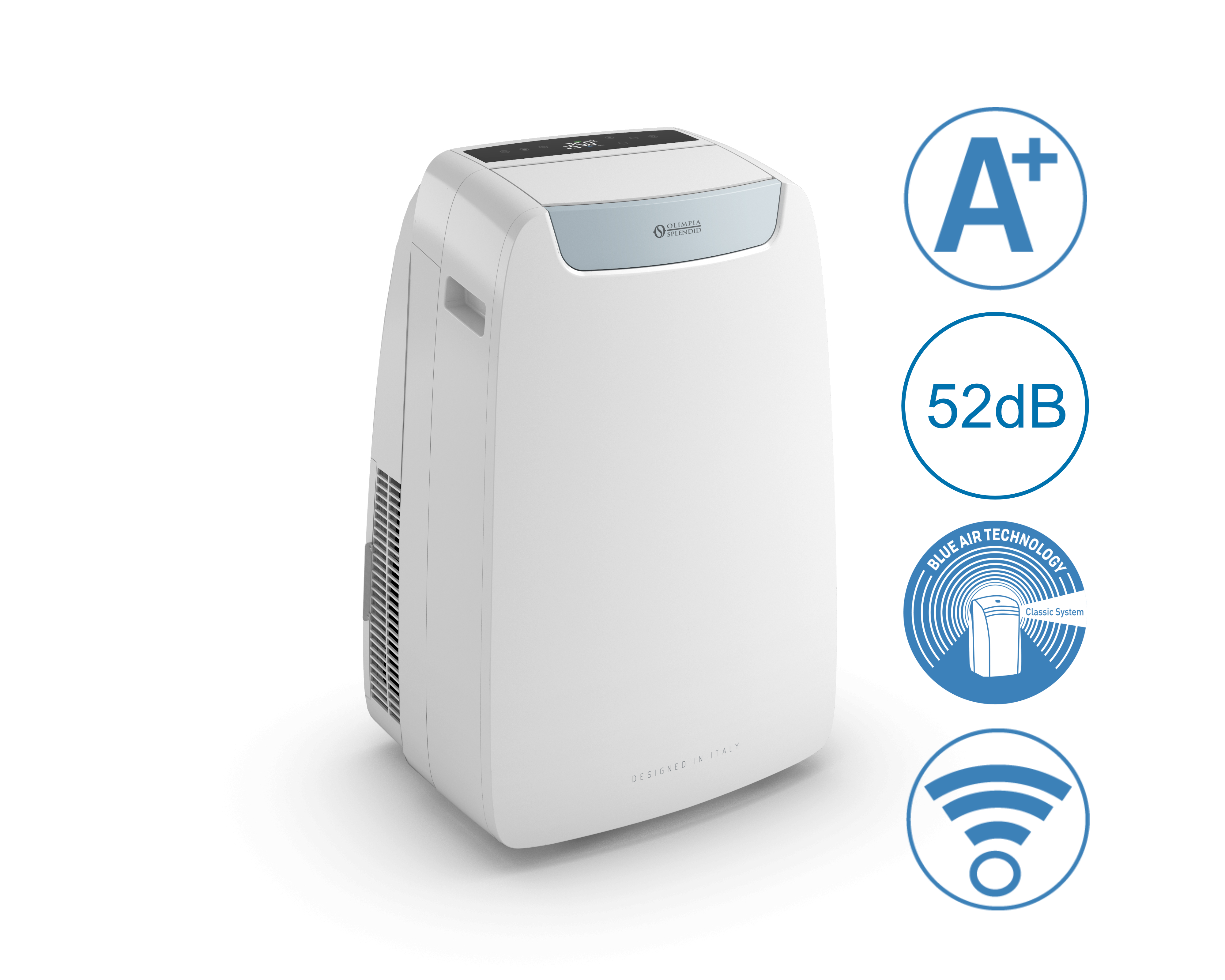 Aire acondicionado portátil Olimpia DolceClima Air Pro 13 A+ WiFi, 3250 frigorías, clase A+, 62dB, gas R290, kit ventana, tubo flexible, WiFi, blanco