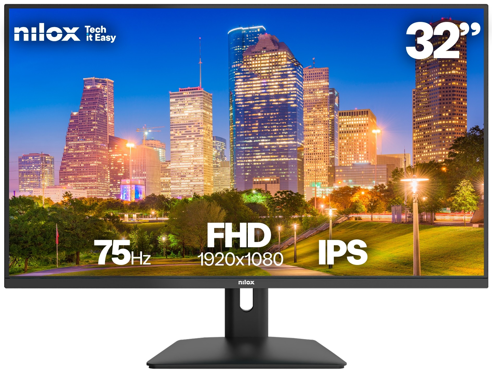 Monitor Nilox NXM32FHD1201, 32 pulgadas, Full HD, IPS, 75 Hz, 4 ms, HDMI, VESA 75x75, negro