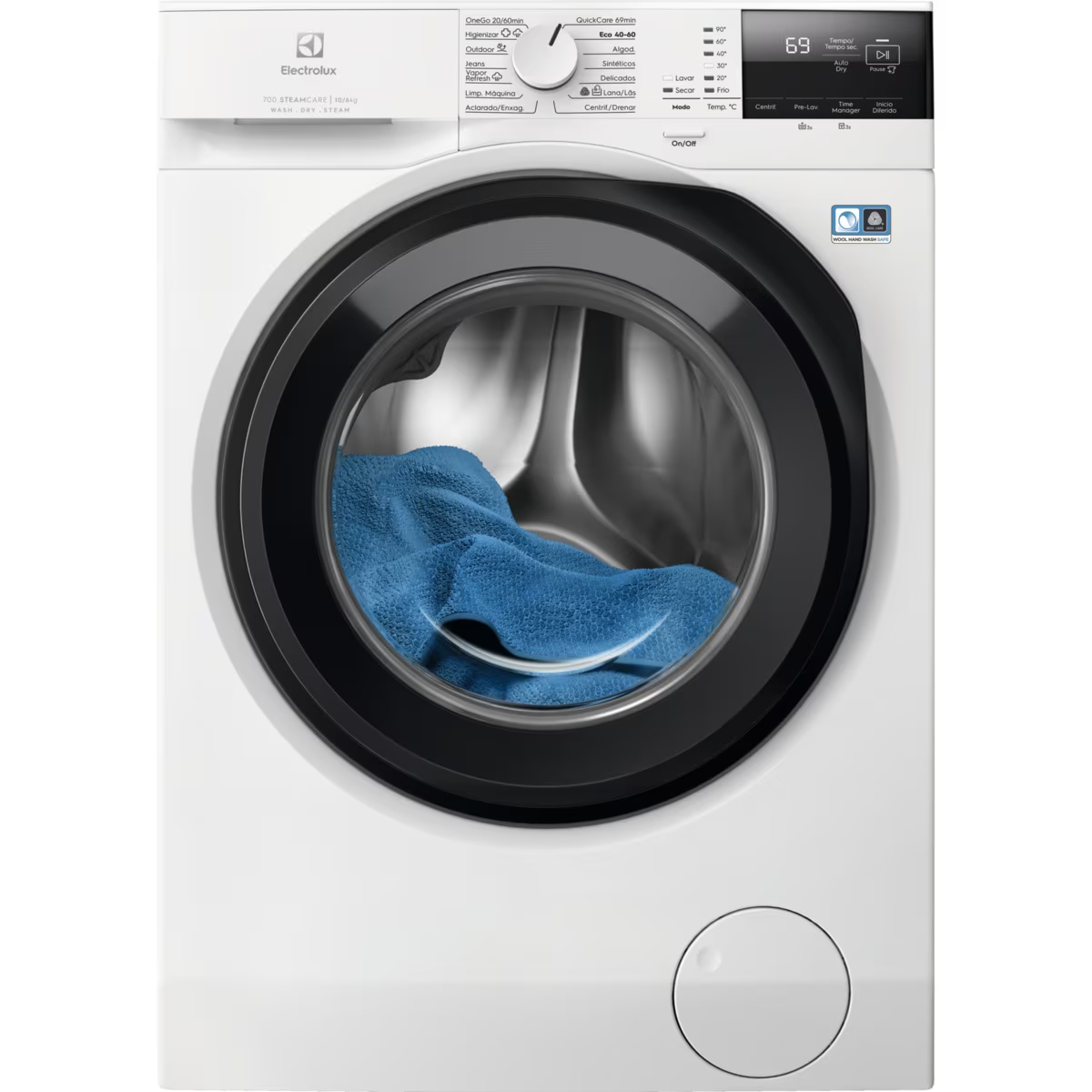 Lavadora - secadora Electrolux EW7W4943EB, Serie 700 DualCare, 9kg lavado, 5kg secado, 1400rpm, clase A/D, 75dB, 23 programas, Vapor, Inverter, display LED, blanco