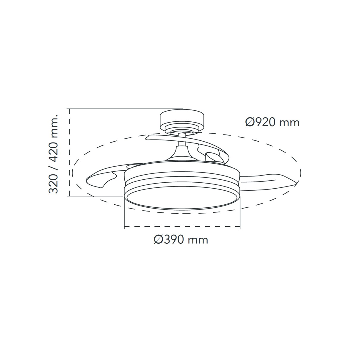 VENTILADOR TECHO RETRACT CRISTAL MOSS MINI 46W MD
