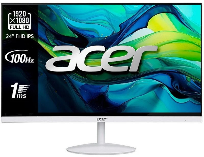 Monitor Acer SA242YEwi, 23,8 pulgadas, Full HD, IPS, 100 Hz, 1 ms VRB, FreeSync, HDMI, VGA, blanco