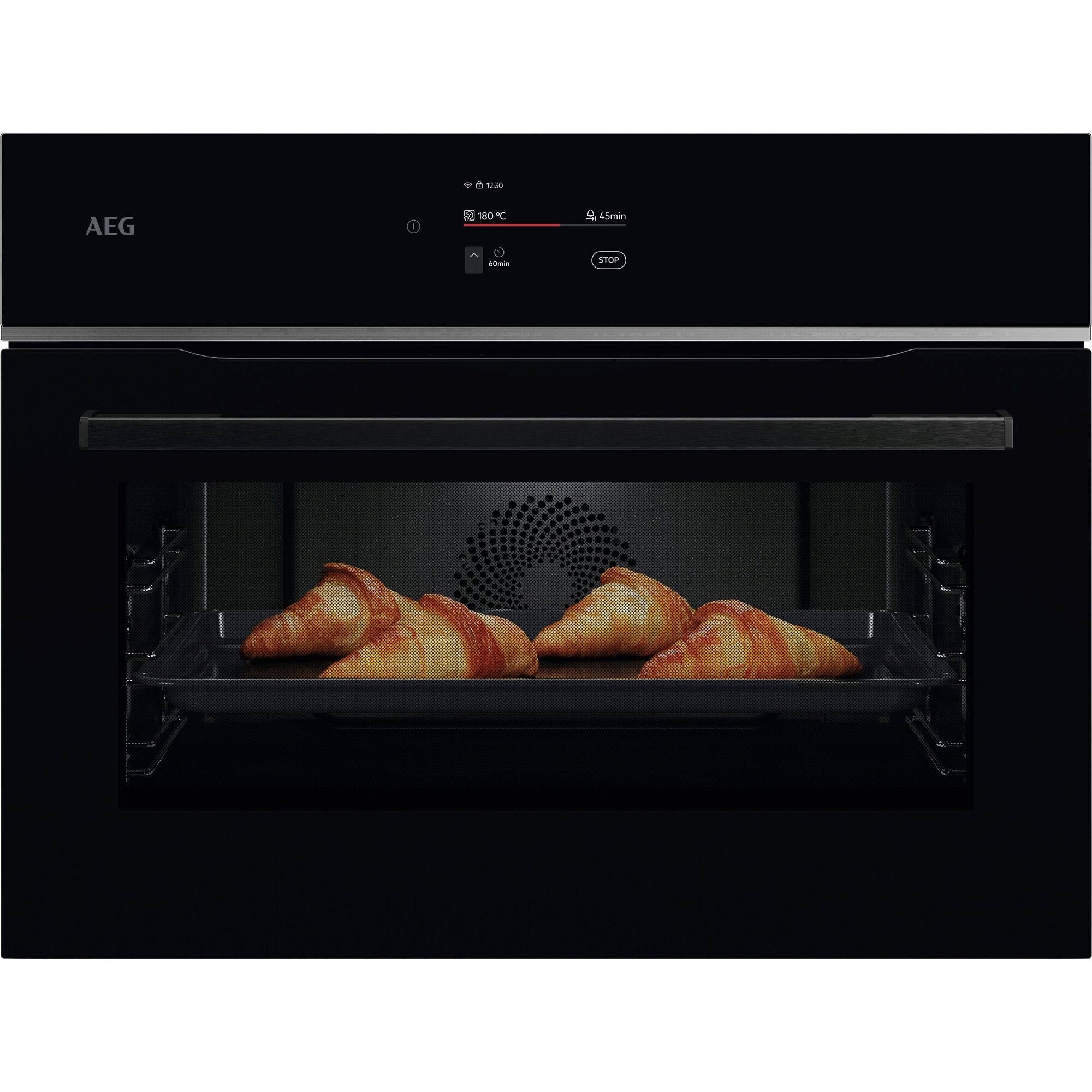 Horno compacto integrable AEG TA7PK721B, 45 cm, clase A+, 3000W, 45 litros, Serie 7000 MealAssist, SteamBake, Display CookSmart Touch 4.3