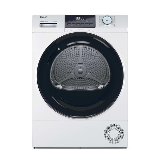 Secadora con bomba de calor Haier HD80-E929E-S, 8 kg, clase E, 128 kWh/100 ciclos, 66 dB, 15 programas, blanco