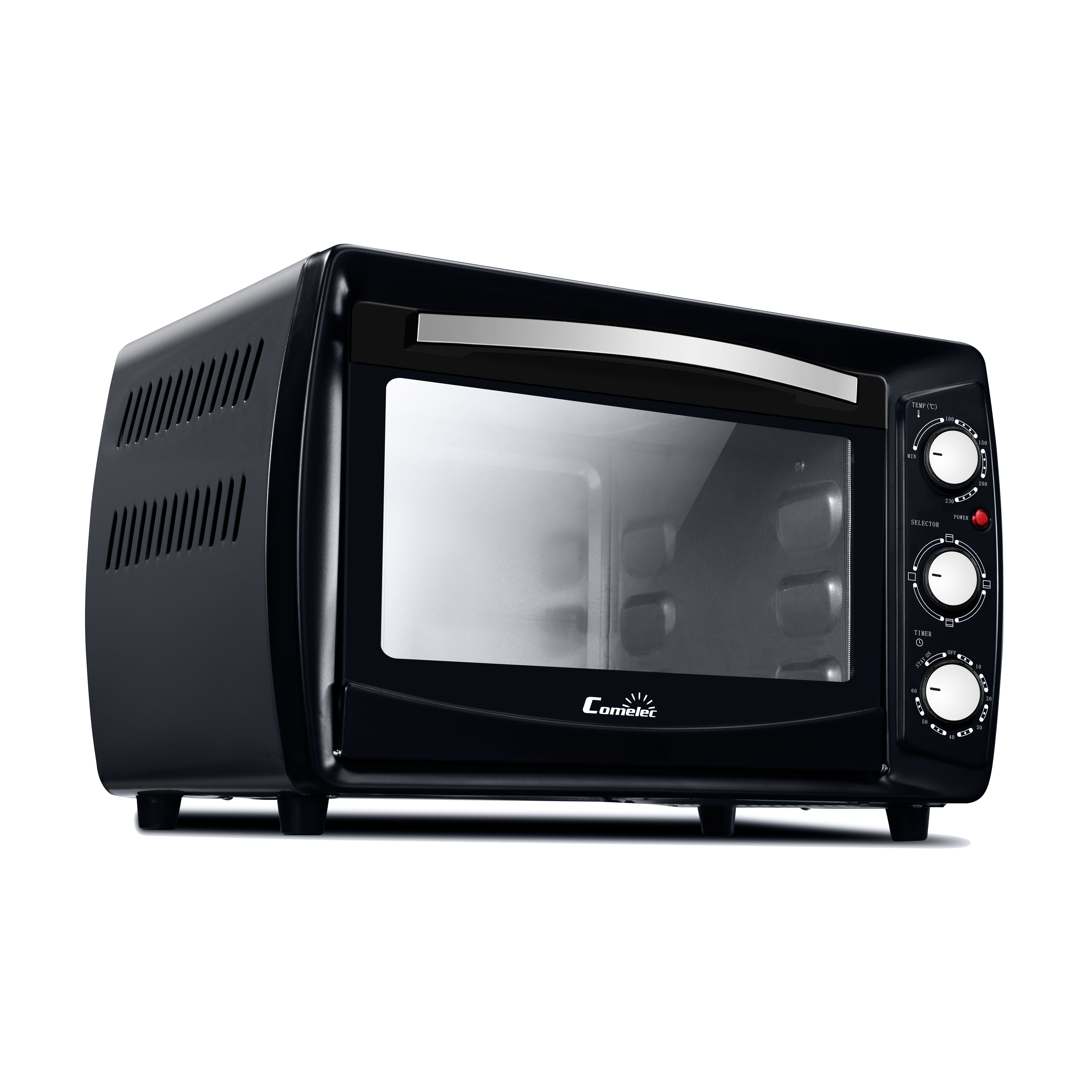 Horno sobremesa Comelec HO2003, 20 litros, 1200W, temporizador hasta 60 min, tirador inox, negro