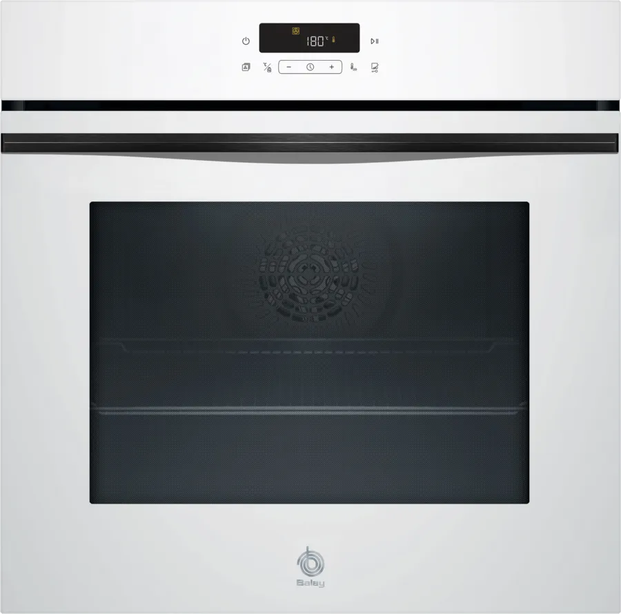 Horno con vapor Balay 3HD5829B3, 60 cm, Pirolítico, 71 litros, clase A+, AirFry, AutoChef, 10 recetas, raíles Flex, 8 funciones, horno de leña, blanco