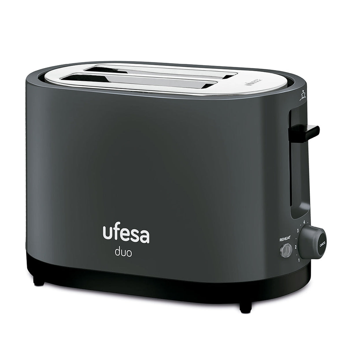 Tostador Ufesa Duo 71306133, 750W, 2 ranuras cortas, 7 niveles, negro