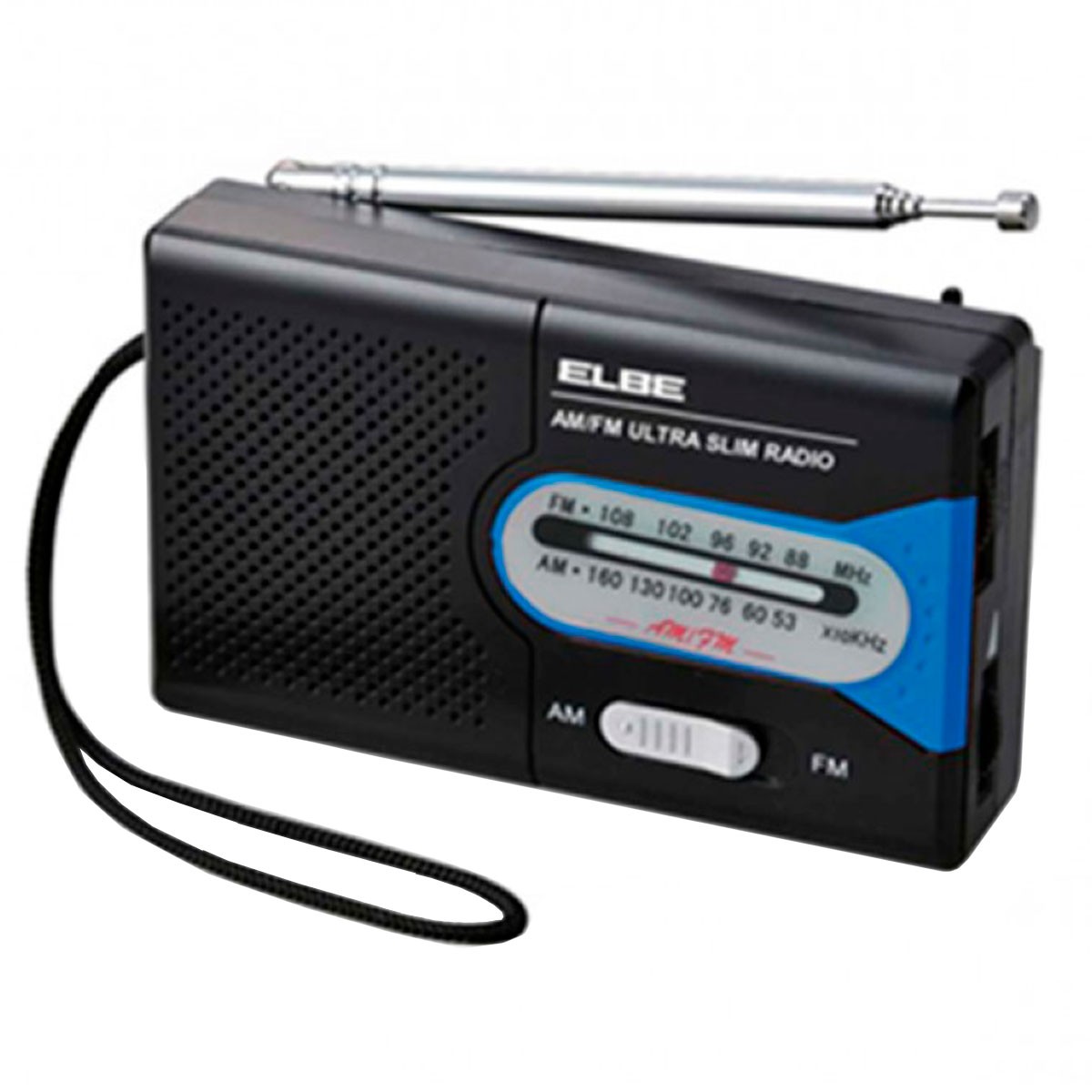 Radio portátil Elbe RF-55, FM/AM, altavoz incorporado, antena telescópica, salida auriculares, negro
