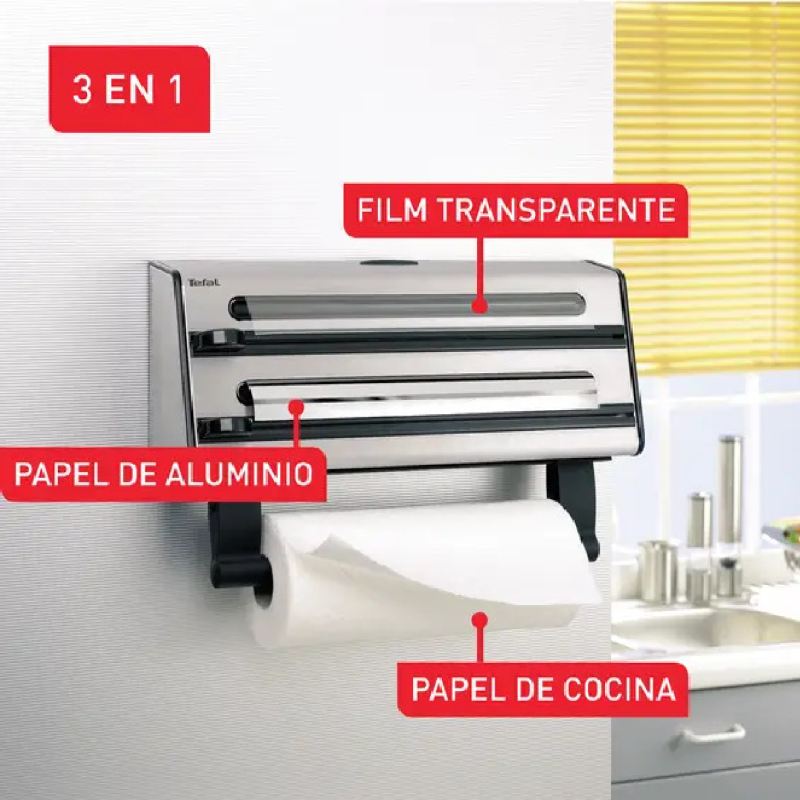 PORTARROLLOS TEFAL PAPEL COCINA ALUMINIO FILM