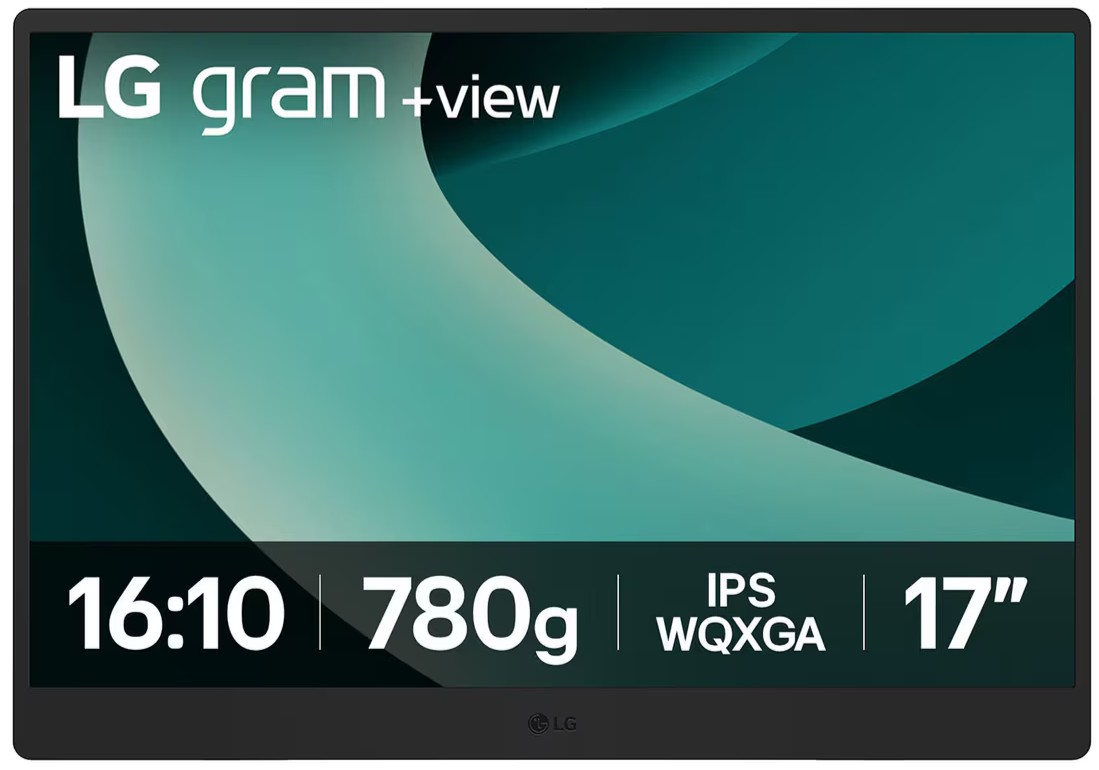 Monitor portátil LG gram +view 17MT70, 17 pulgadas, WQXGA 2560 x 1600, IPS, DCI-P3 99%, USB-C, mini HDMI, 0,78 kg, negro