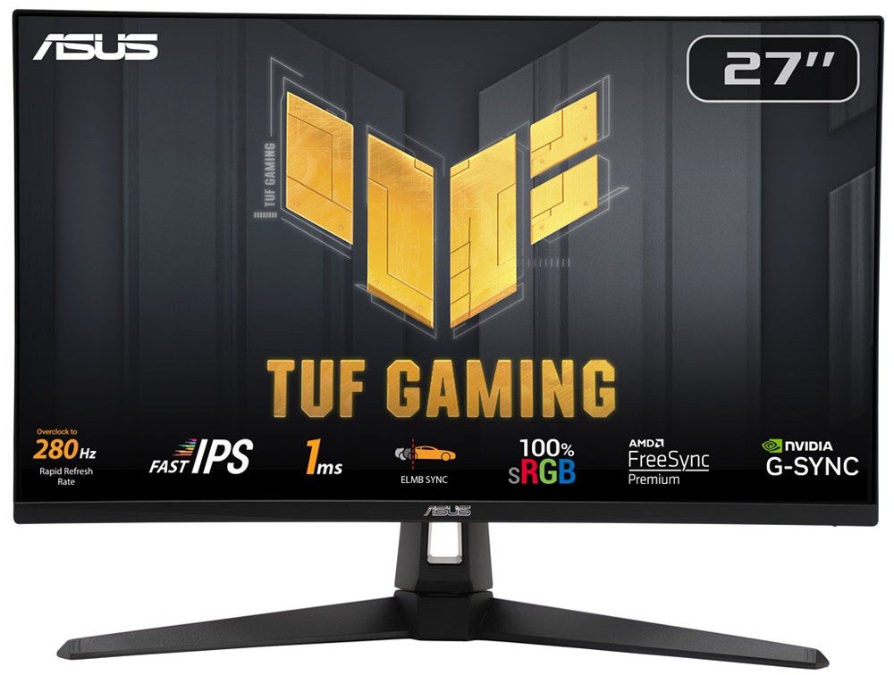 Monitor Asus TUF Gaming VG279QM1A, 27 pulgadas, Full HD, Fast IPS, 280 Hz, 1 ms GtG, altavoces, HDMI, DisplayPort, HDR10, 100% sRGB