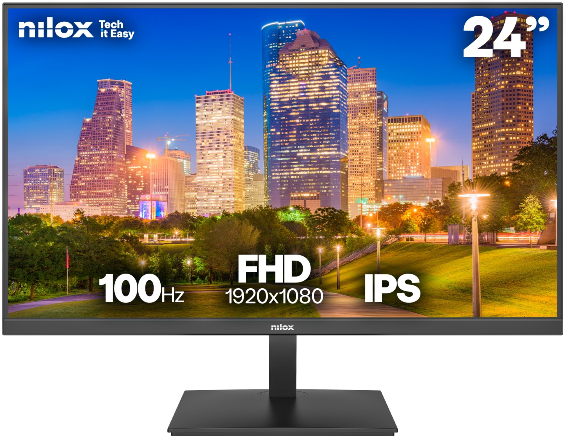 Monitor Nilox NXM24FHD1202, 23,8 pulgadas, Full HD, IPS, 100 Hz, 4 ms, HDMI, VGA, negro
