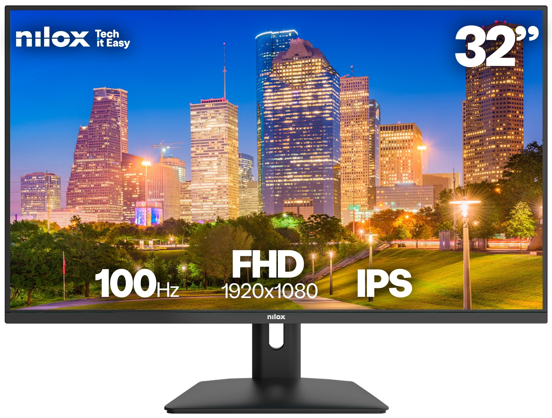 Monitor Nilox NXM32FHD1001, 32 pulgadas, Full HD, IPS, 100 Hz, 4 ms, HDMI, VGA