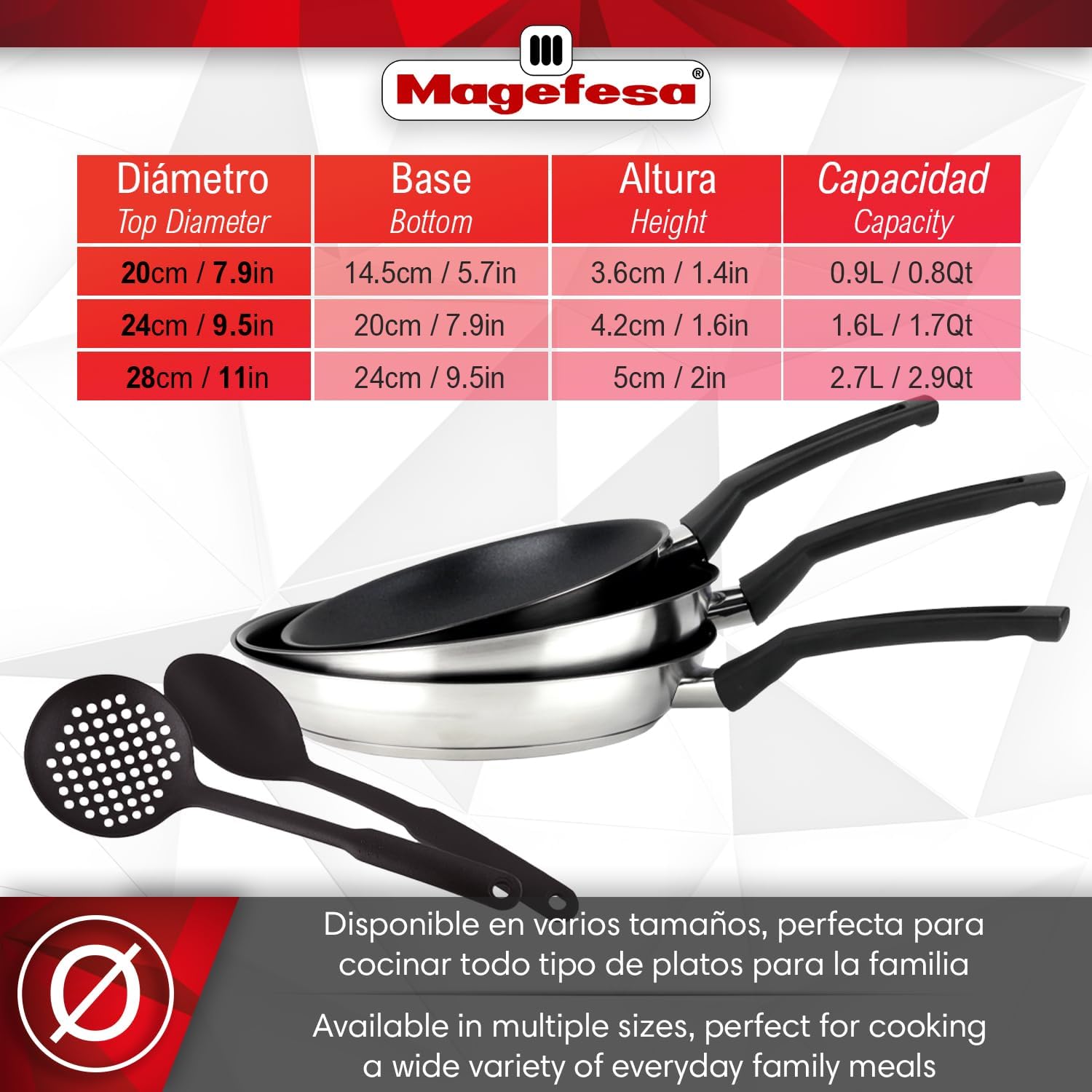 LOTE SARTENES MAGEFESA DINOX5 20-24-28 +REGALO