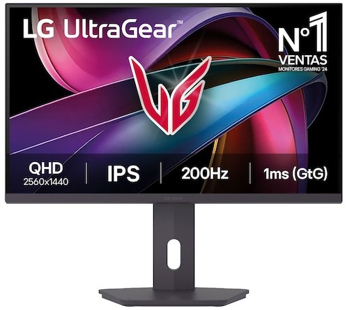 Monitor LG UltraGear 27G610A-B, 27 pulgadas, QHD (2560×1440), IPS, 200 Hz, 1 ms GtG, altura regulable, HDR10, HDMI, DisplayPort, clase E