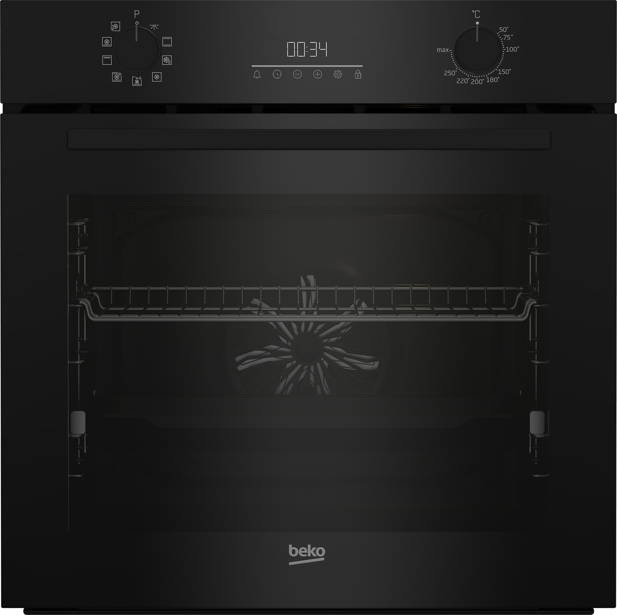 Horno multifunción Beko BCBIM17300KSB, 72 litros, 9 funciones, SteamShine, SoftClose, 1 raíl telescópico, clase A+, negro