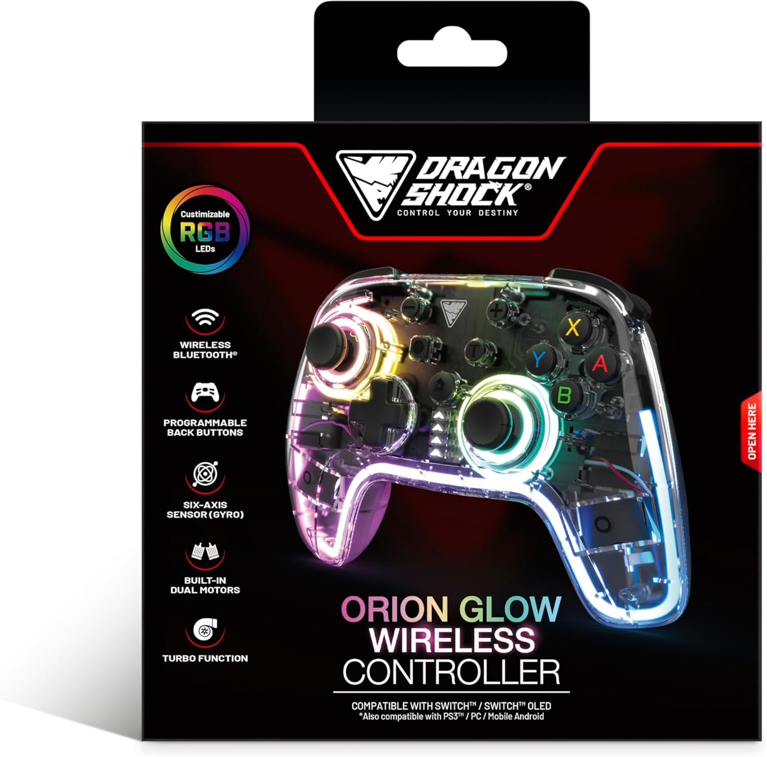MANDO DRAGONSHOCK ORION GLOW SWITCH/PC/MOVIL