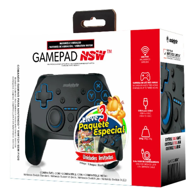 PACK MANDO SWITCH WIRELESS + 2 JUEGOS GARFIELD