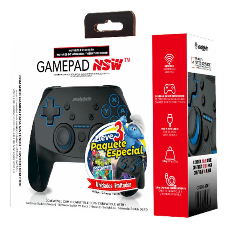 PACK MANDO SWITCH WIRELESS + 2 JUEGOS THE SMURFS