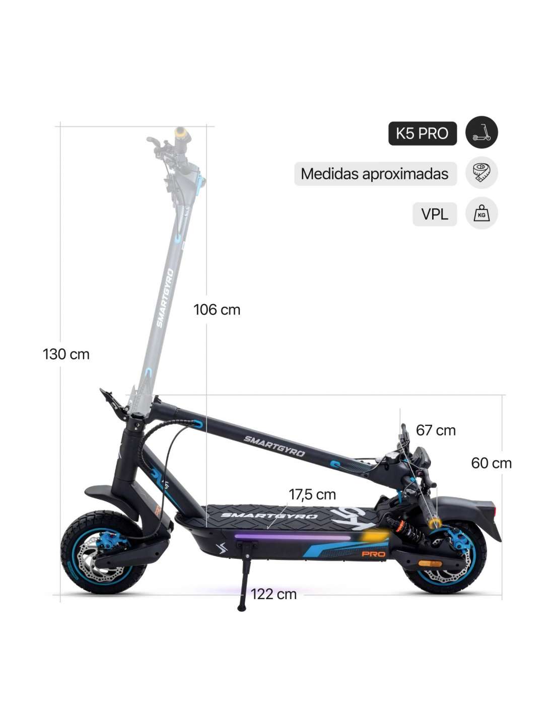 PATIN ELECTRICO SMARTGYRO K5 PRO 10" 900W