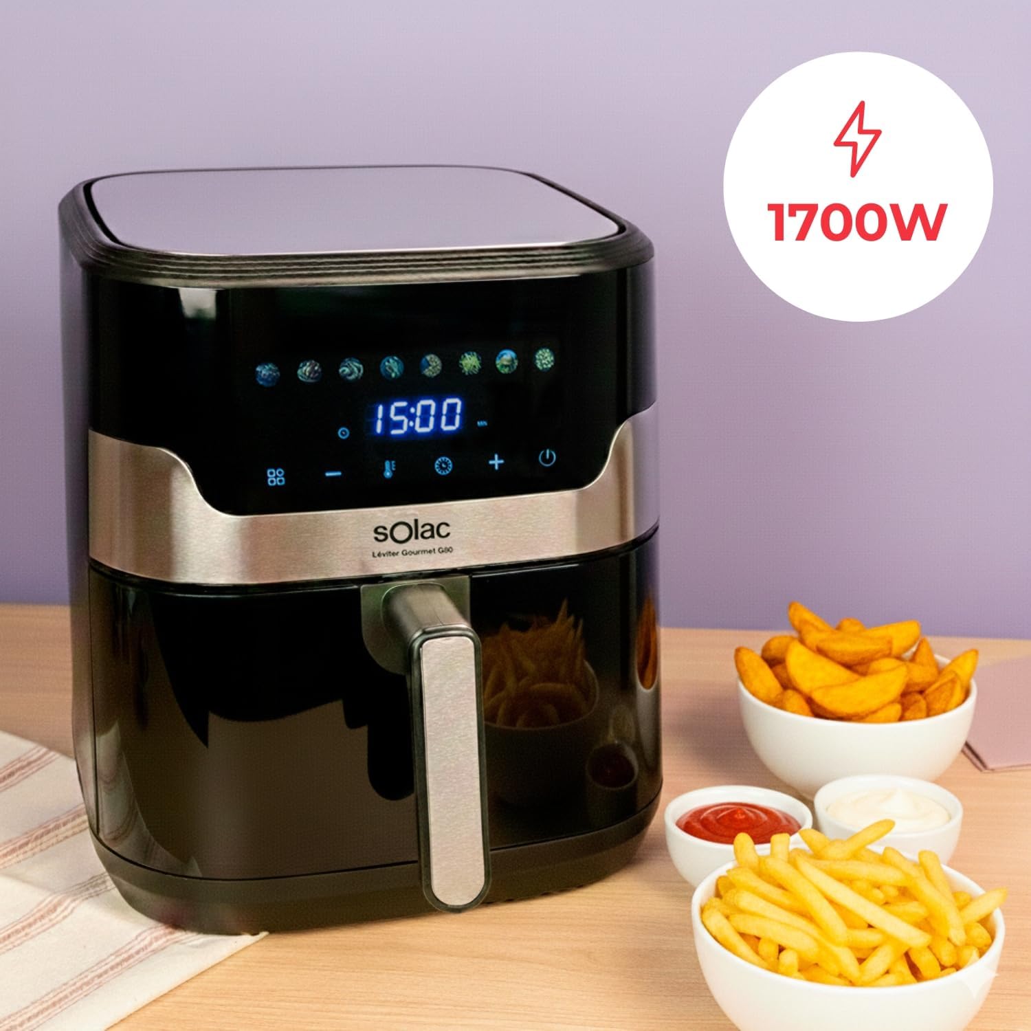 FREIDORA AIRE SOLAC FA1701 8L 8PROGRAMAS DIG NEGRA