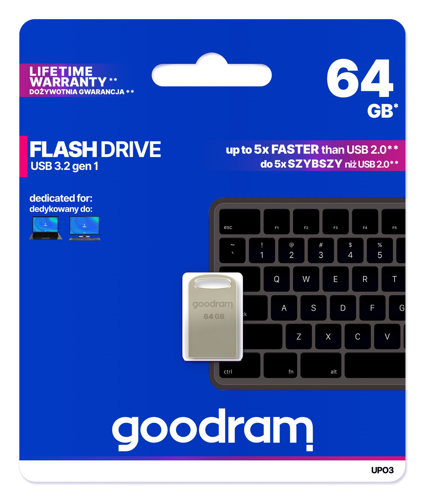 MEMORIA USB GOODRAM 64GB UPO SILVER USB 3.0