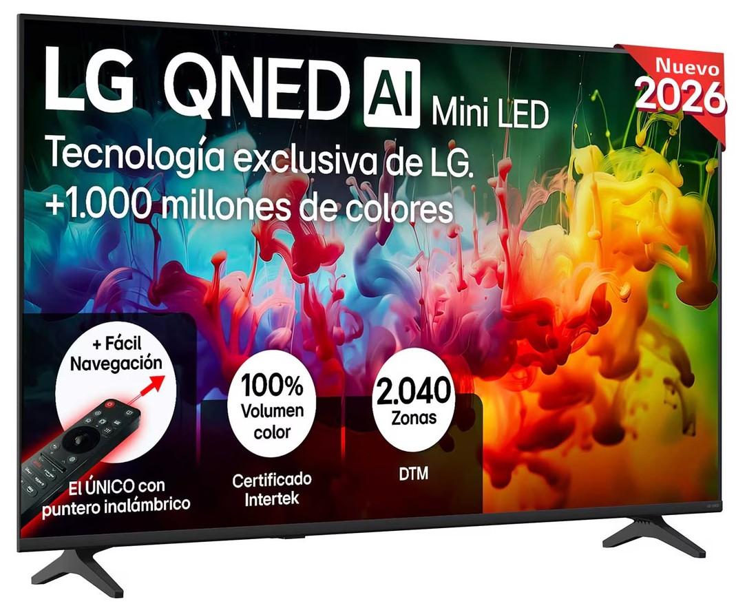 Televisor QNED Mini LED LG 55QNED70B6C 55 pulgadas, 4K, 60 Hz, HDR10, webOS 26, negro